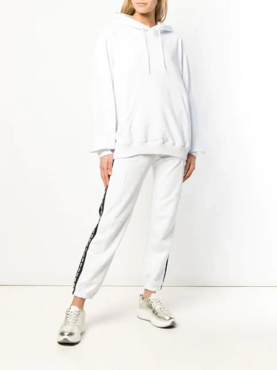 Shop Msgm Contrast Stripe Track Pants In White