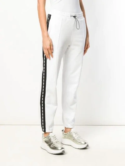 Shop Msgm Contrast Stripe Track Pants In White
