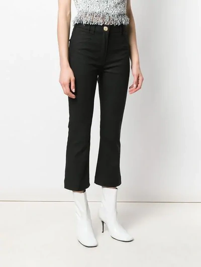 Shop Balmain Crop Flare Jeans In Black