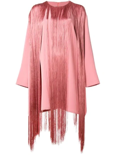Shop Mm6 Maison Margiela Oversized Fringe Dress - Pink