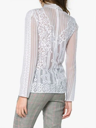 Shop Valentino Silk High Neck Lace Top In White