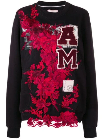 Shop Antonio Marras Floral Embroidered Sweatshirt - Black
