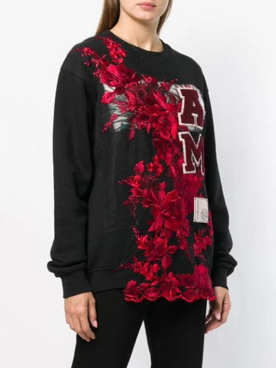 Shop Antonio Marras Floral Embroidered Sweatshirt - Black