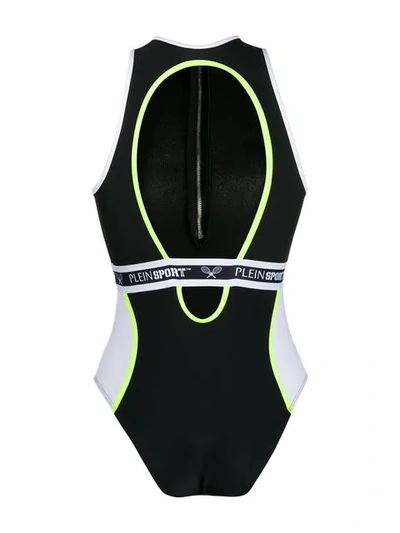 Shop Plein Sport Monokini Stripes Swimsuit - Black