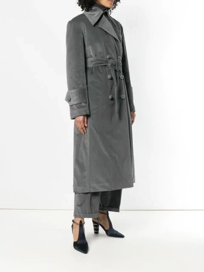 Shop Nina Ricci Velvet Cord Trench Coat - Grey
