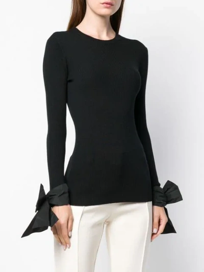 Shop Valentino Classic Jumper With Tied Cuffs In Black