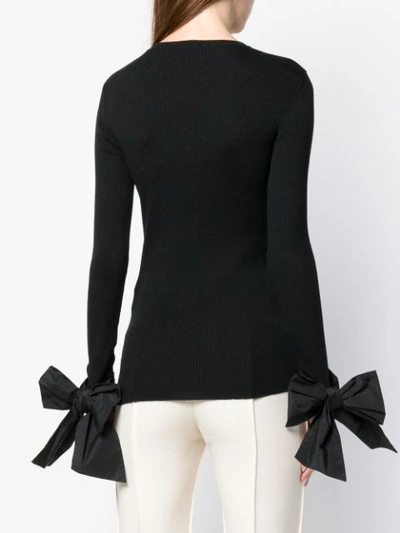 Shop Valentino Classic Jumper With Tied Cuffs In Black