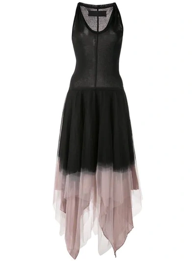 Shop Marc Le Bihan Tulle Panel Midi Dress In Black/pink