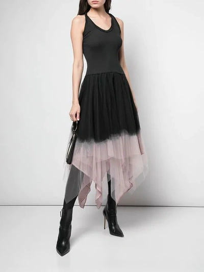Shop Marc Le Bihan Tulle Panel Midi Dress In Black/pink
