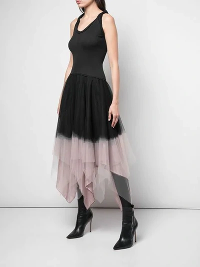 Shop Marc Le Bihan Tulle Panel Midi Dress In Black/pink