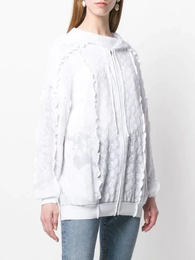 STELLA MCCARTNEY LACE ZIP-UP HOODIE - 白色