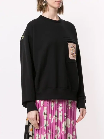Shop N°21 Embellished Chest Pocket Sweatshirt In Black