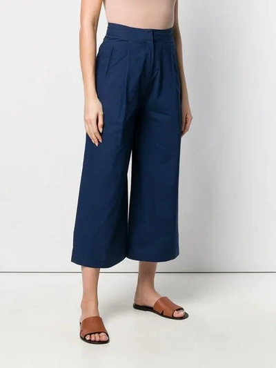 Shop Etro Cropped High-waisted Trousers In Blue