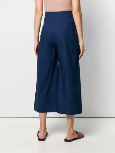 Shop Etro Cropped High-waisted Trousers In Blue