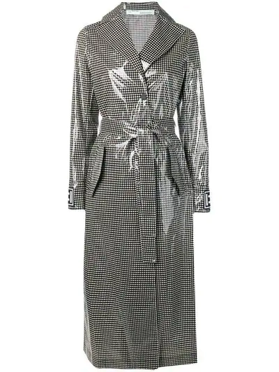 Shop Off-white Checked Trench Coat In Black