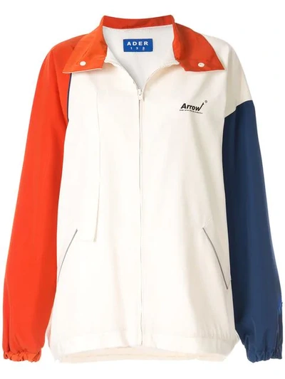 Shop Ader Error Colour Block Zipped Jacket In Neutrals