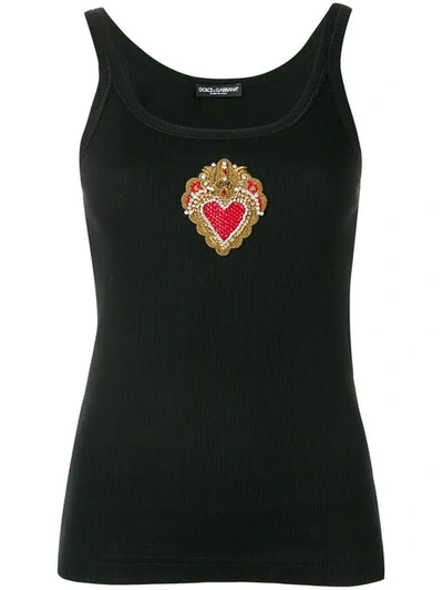 Shop Dolce & Gabbana Heart Tank Top In Black
