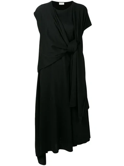 Shop Lemaire Knot Detail T-shirt Dress In Black