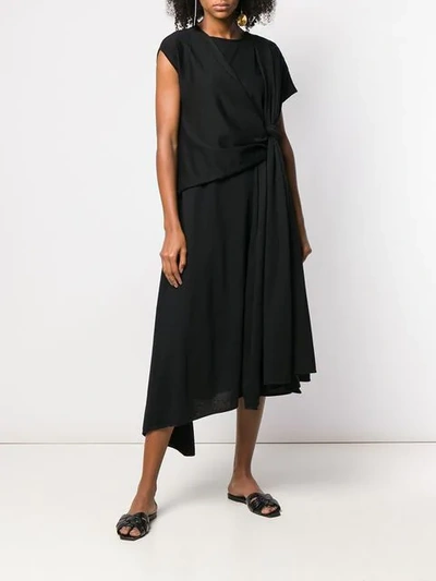 Shop Lemaire Knot Detail T-shirt Dress In Black