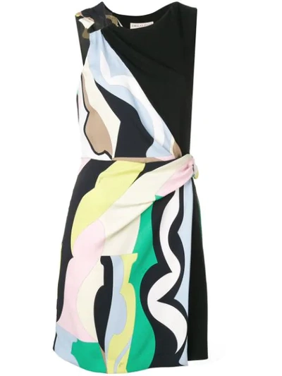 Shop Emilio Pucci Vallauris Print Draped Dress In 007 Smeraldo/menta