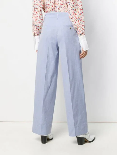 Shop Alberto Biani High Waisted Flare Trousers In Blue