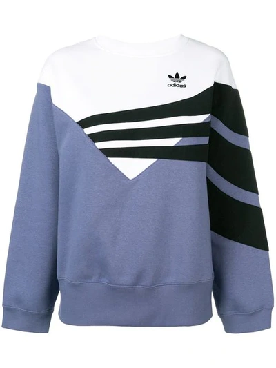 Shop Adidas Originals Panel Logo Sweatshirt In Blue