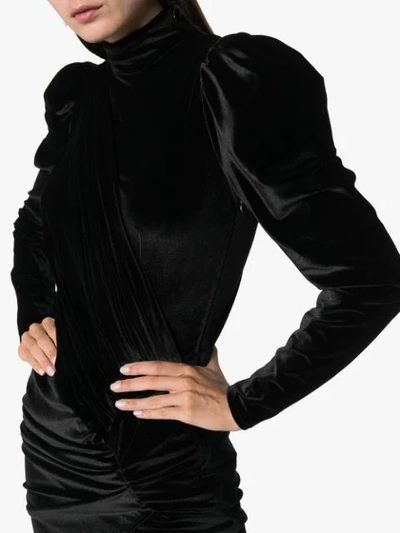 Shop Alexandre Vauthier Puff-shoulder Gathered Mini-dress In Black
