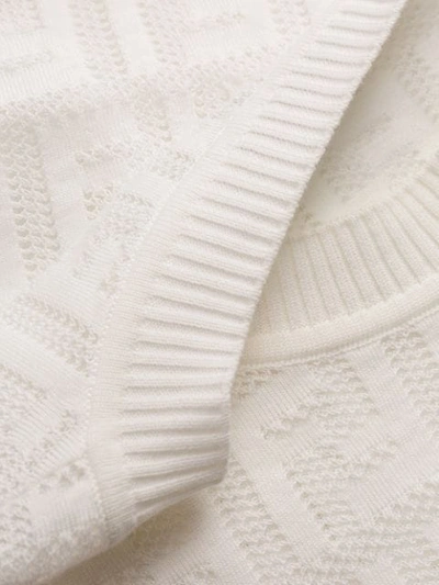 Shop Fendi Textured Logo Knit Jumper In F0znm White