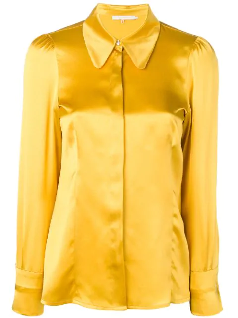 yellow satin blouse