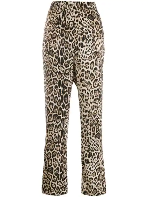 leopard print stripe trousers