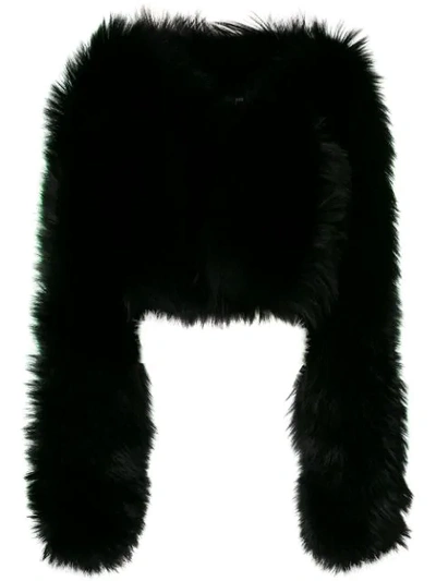 Shop Dsquared2 Fox Fur Jacket - Black