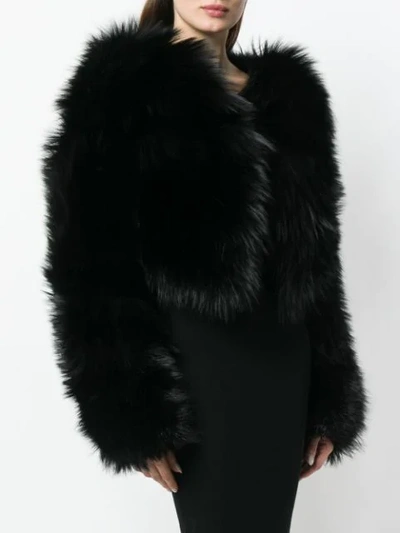 Shop Dsquared2 Fox Fur Jacket - Black