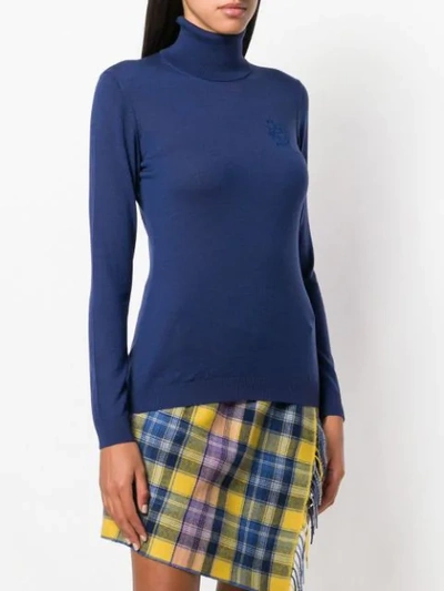 Shop Versace Collection Plain Turtleneck Sweater - Blue