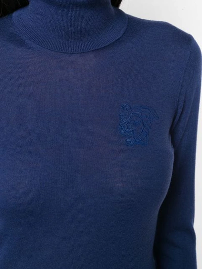 Shop Versace Collection Plain Turtleneck Sweater - Blue