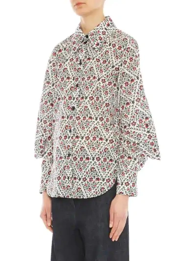 Shop Jw Anderson Floral Print Square Sleeve Shirt In Green