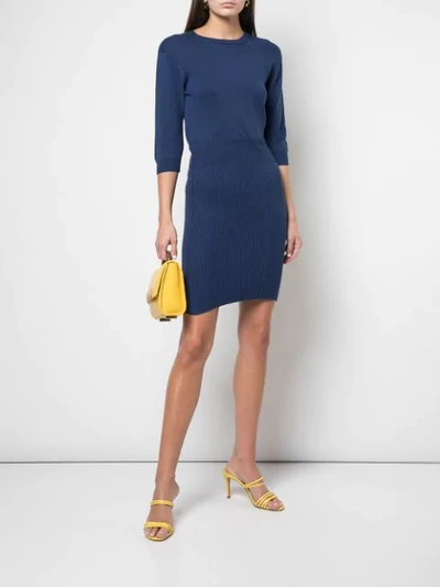 Shop Alexandra Golovanoff Fitted Sweater Skirt In Blue