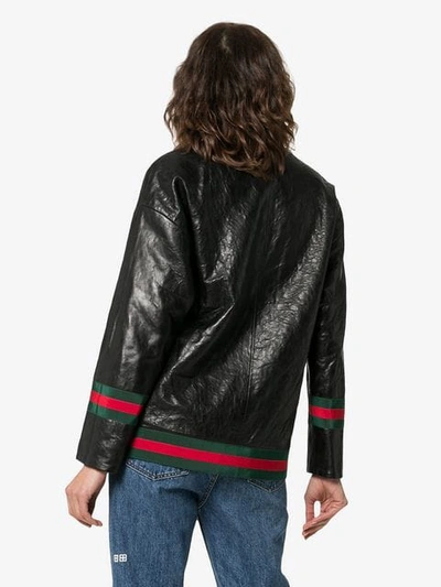 Shop Gucci Contrast Trim Button-down Jacket In Black