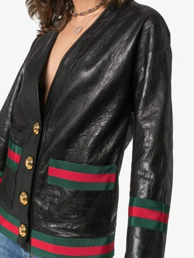 Shop Gucci Contrast Trim Button-down Jacket In Black