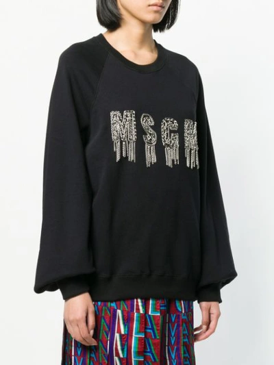 Shop Msgm Chain Logo Sweatshirt - Black