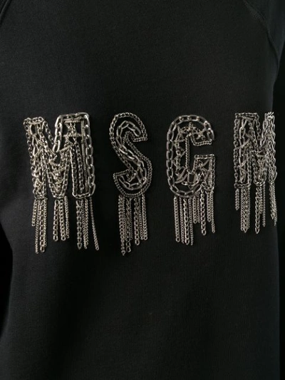 Shop Msgm Chain Logo Sweatshirt - Black