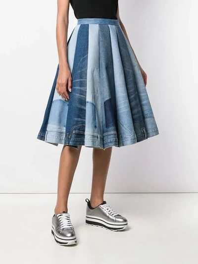 Shop Junya Watanabe Jean Panel Skirt In Blue