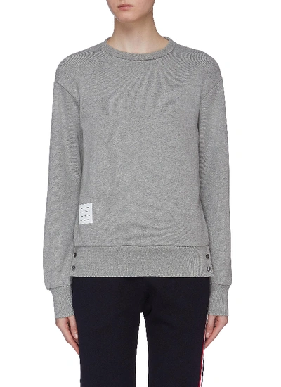 Shop Thom Browne Stripe Back Button Cuff Sweatshirt In Grey