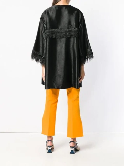 Shop Marni Oversized Fringe Blouse In Black