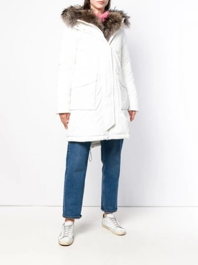 Shop Woolrich Padded Hooded Coat - White