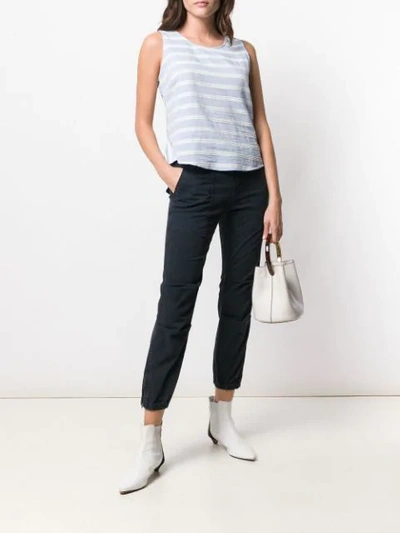 Nili Lotan Elasticated Hem Cropped Trousers In Blue