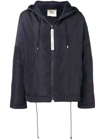 Shop Semicouture Hooded Parka Coat In Blue