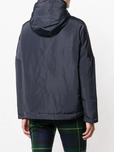 Shop Semicouture Hooded Parka Coat In Blue