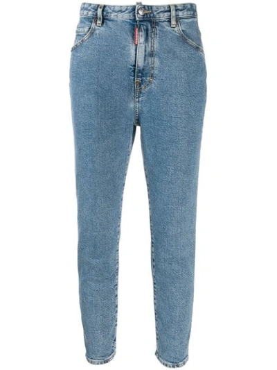 Dsquared2 Maple Leaf Patch Slim-fit Jeans In Blue