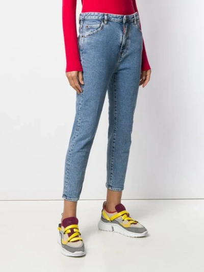 Dsquared2 Maple Leaf Patch Slim-fit Jeans In Blue
