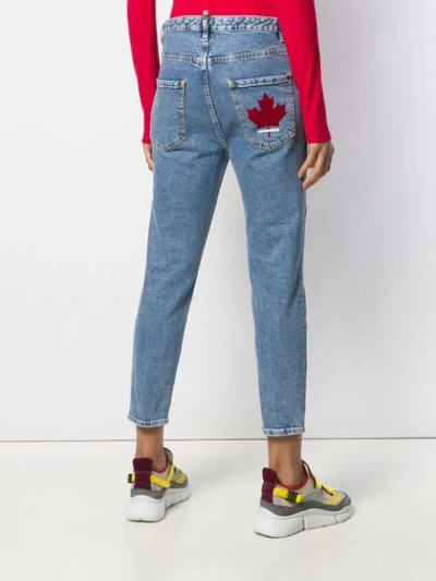 Dsquared2 Maple Leaf Patch Slim-fit Jeans In Blue